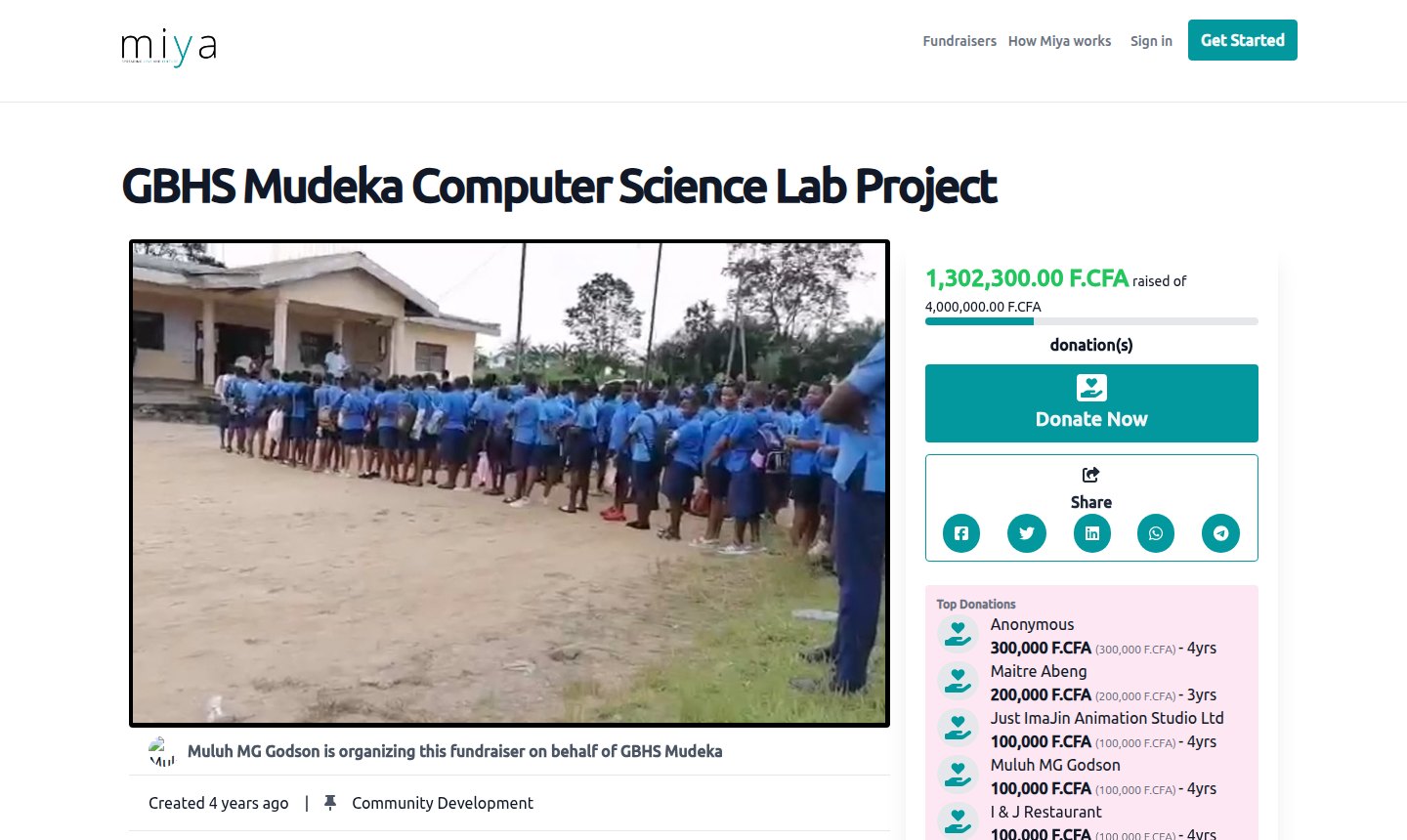 The GBHS Mudeka computer science lab campaign on Miya